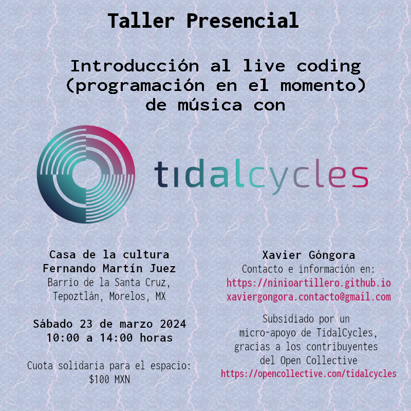 Cartel para el taller de iniciación a Tidal Cycles