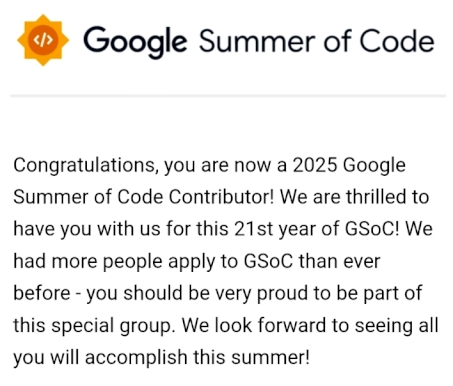GSoC 2025 acceptance notification
